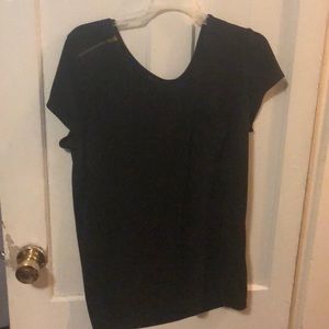 Black dress top with gold zippers